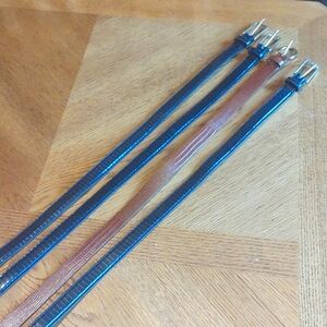 Women's Black Brown Vintage Faux Leather Belts Small Snakeskin Western Metal